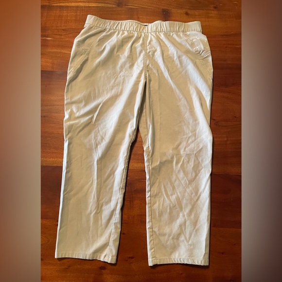 Simply Vera Wang Crop Pants Khaki Stretch Pull On Casual Womens Beige Large - Picture 1 of 8